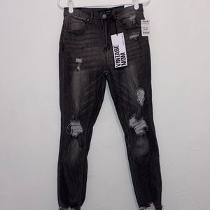 black ripped mom jeans